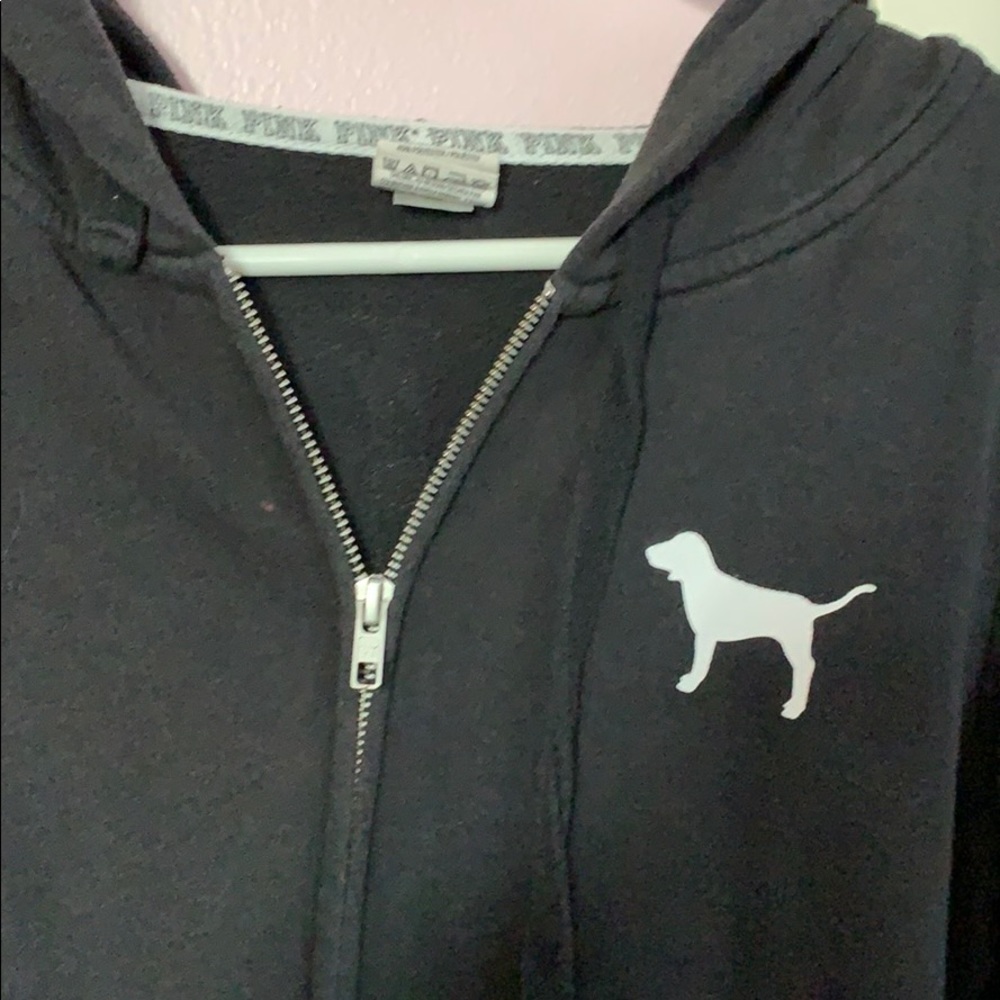 Black Victoria Secret PINK Zip up Hoodie - Picture 2 of 4